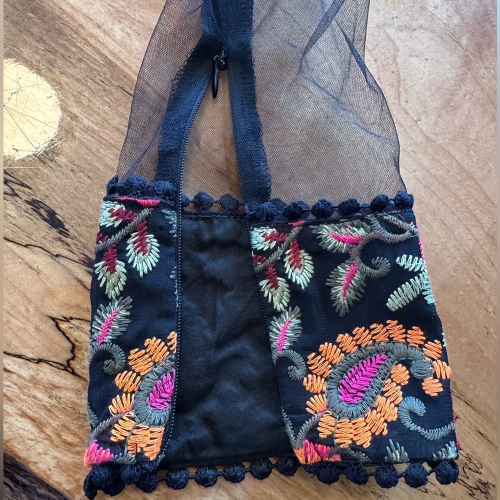 LUXXEL Embroidered Mesh Crop Top Sheer Sleeve Bustier Festival NWT M/L Summer - Picture 12 of 14